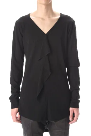 Frill Vneck T-Shirts Black