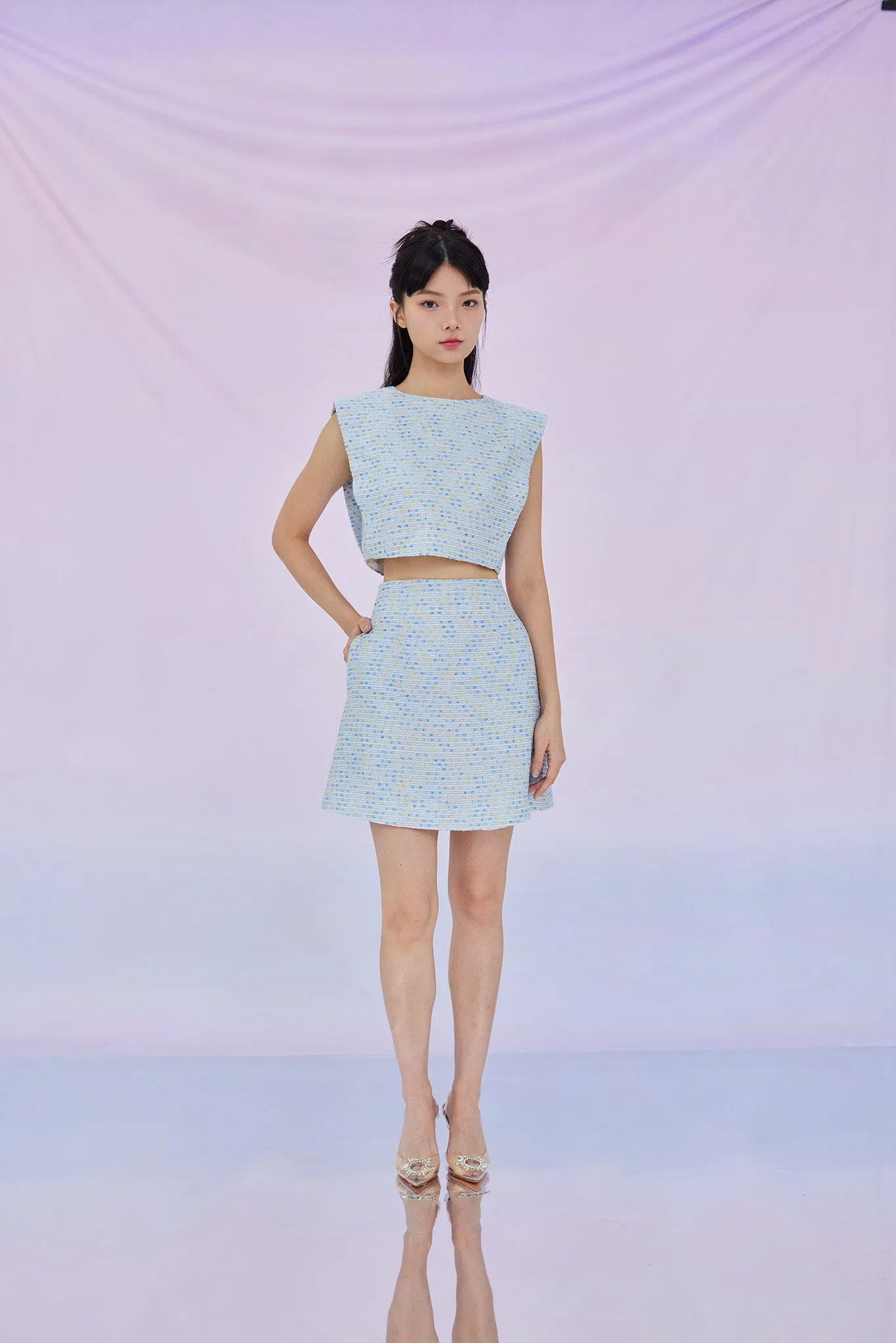 Gavriella Blue Tweed Skirt