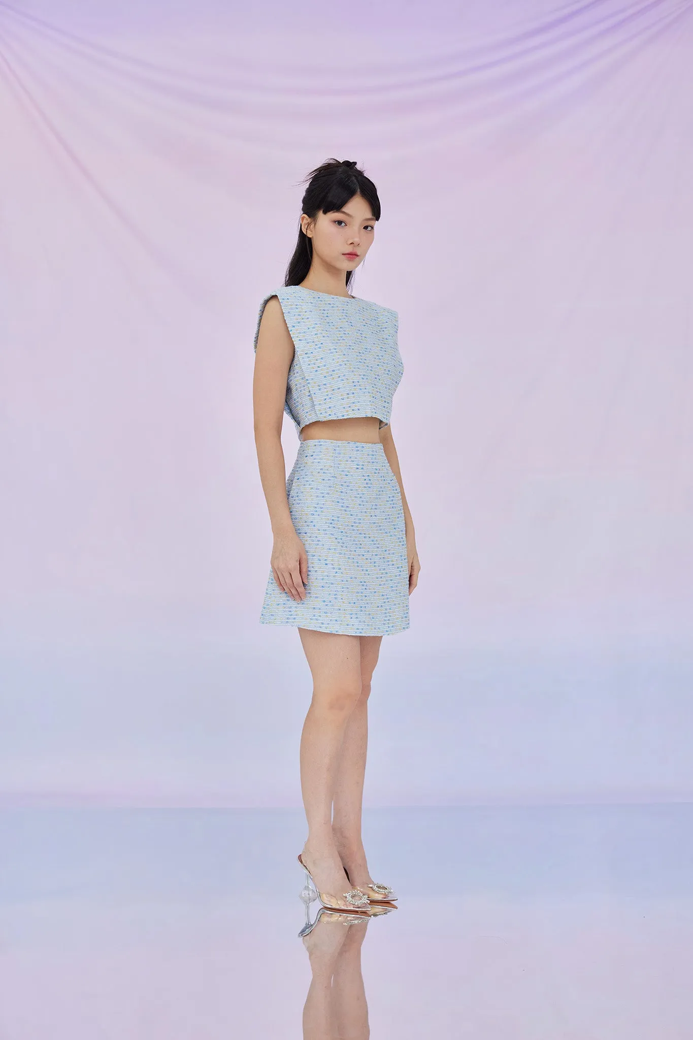 Gavriella Blue Tweed Skirt