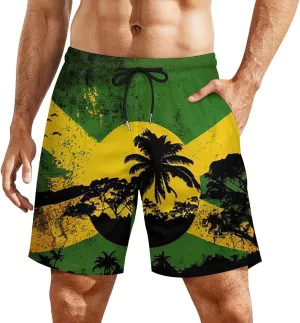 Gay-Bear Pride Flag Mens Swimming Trunks Board Shorts Beach Shorts with Pockets Bathing Suits
