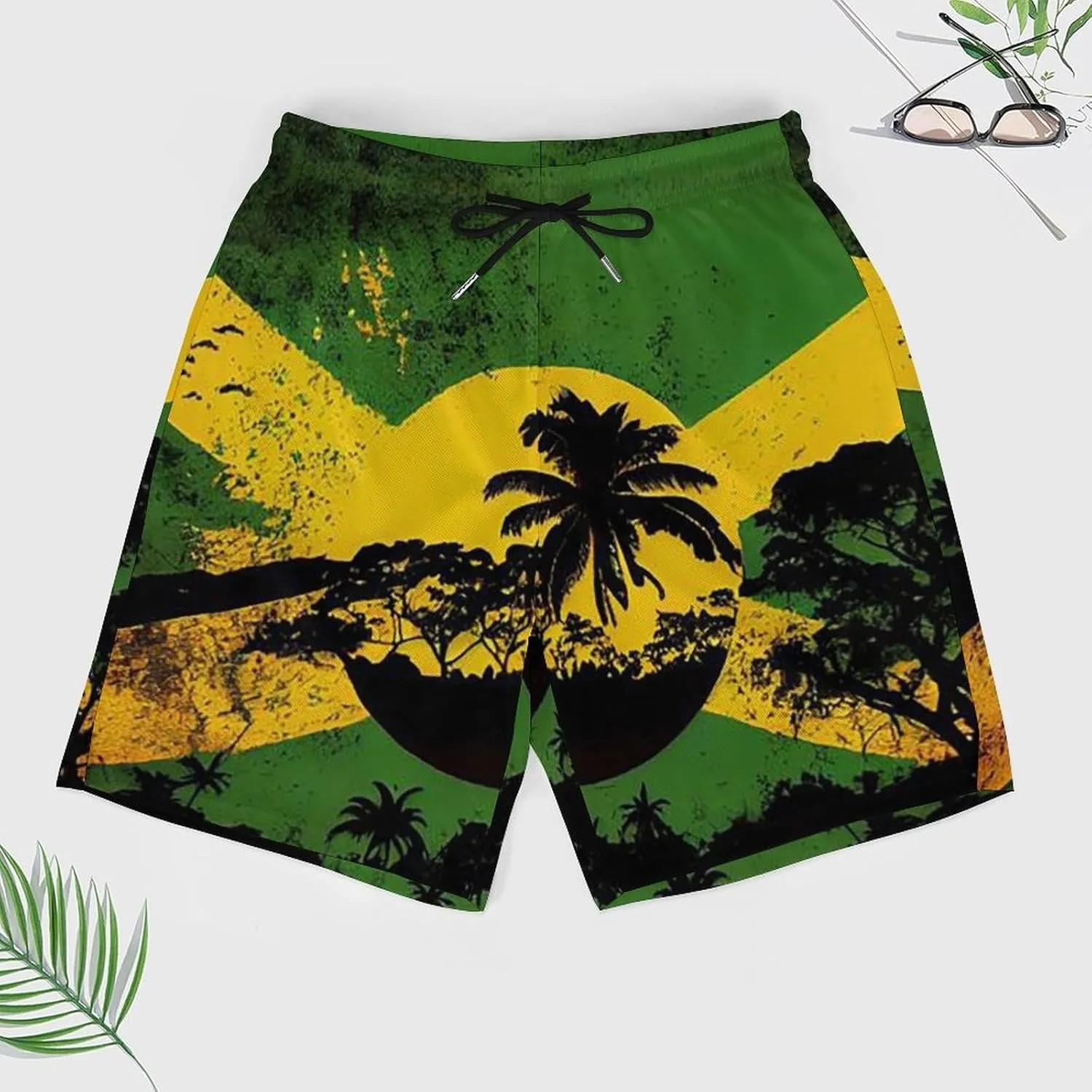 Gay-Bear Pride Flag Mens Swimming Trunks Board Shorts Beach Shorts with Pockets Bathing Suits