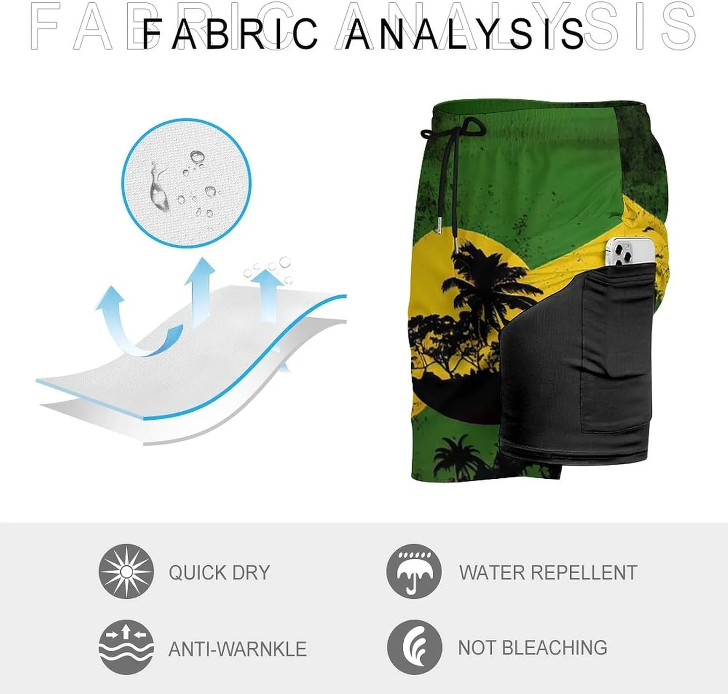 Gay-Bear Pride Flag Mens Swimming Trunks Board Shorts Beach Shorts with Pockets Bathing Suits