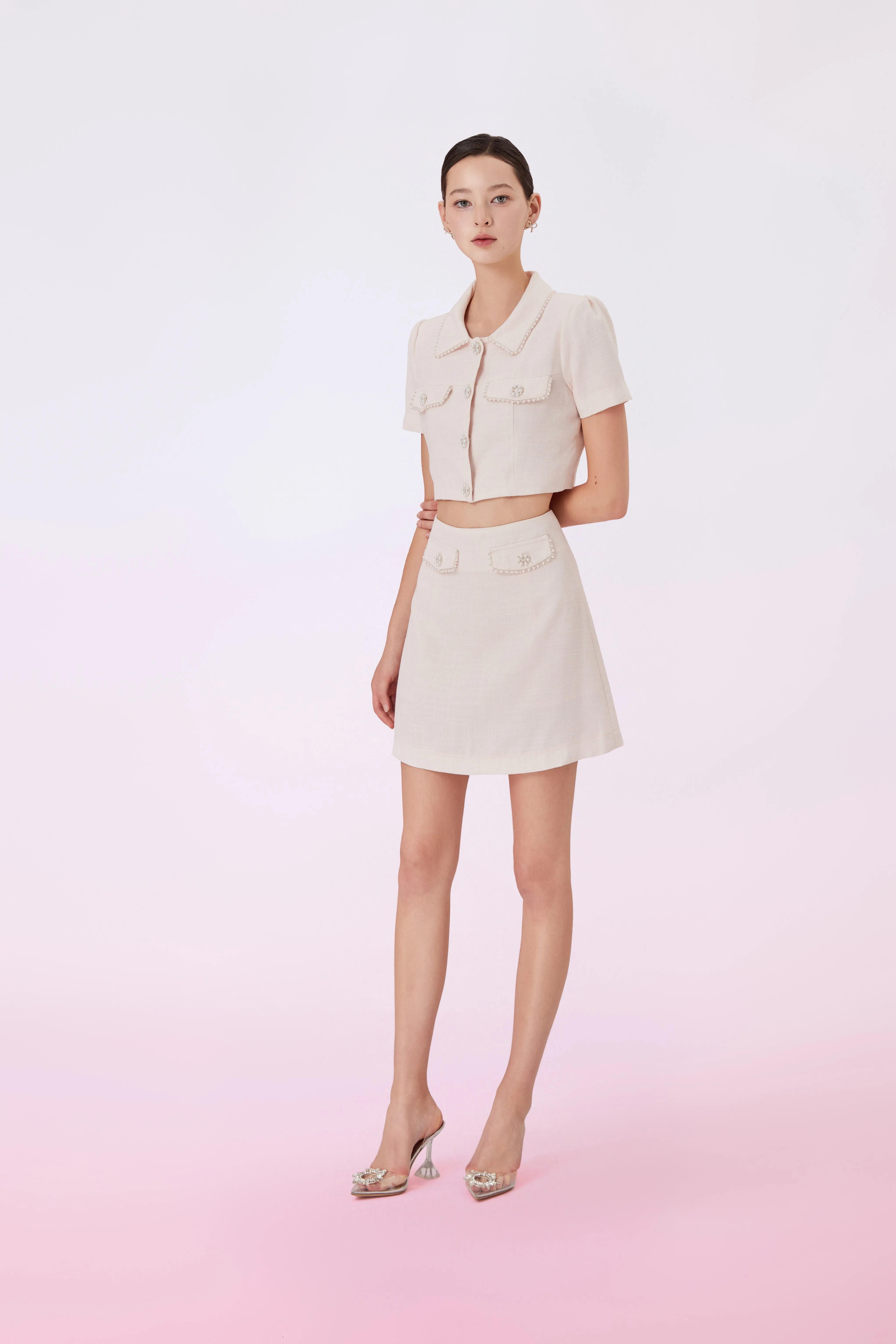 Geana Pink Tweed Skirt