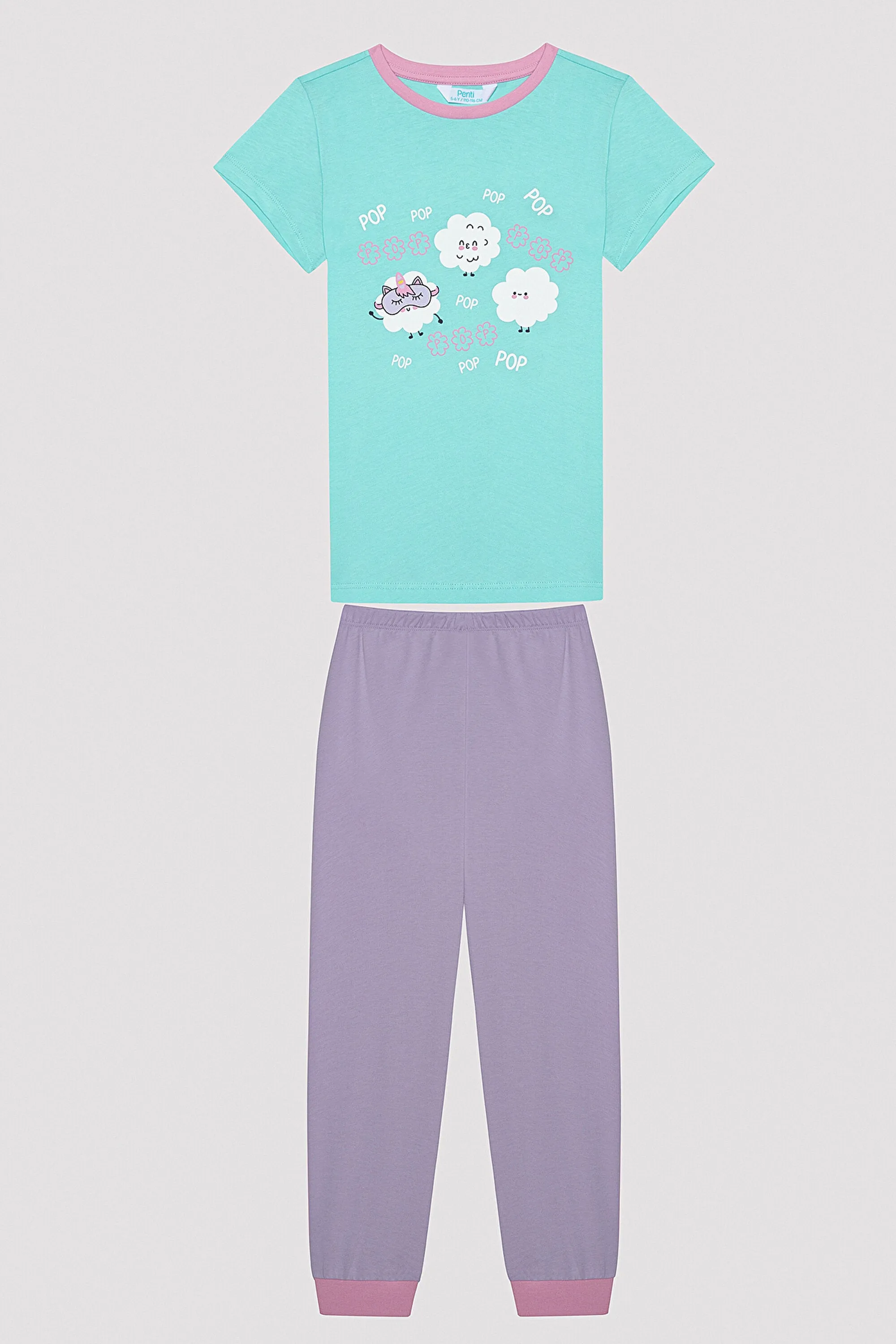 Girls Popcorn Multi-Colored 2-Piece Pajama Set