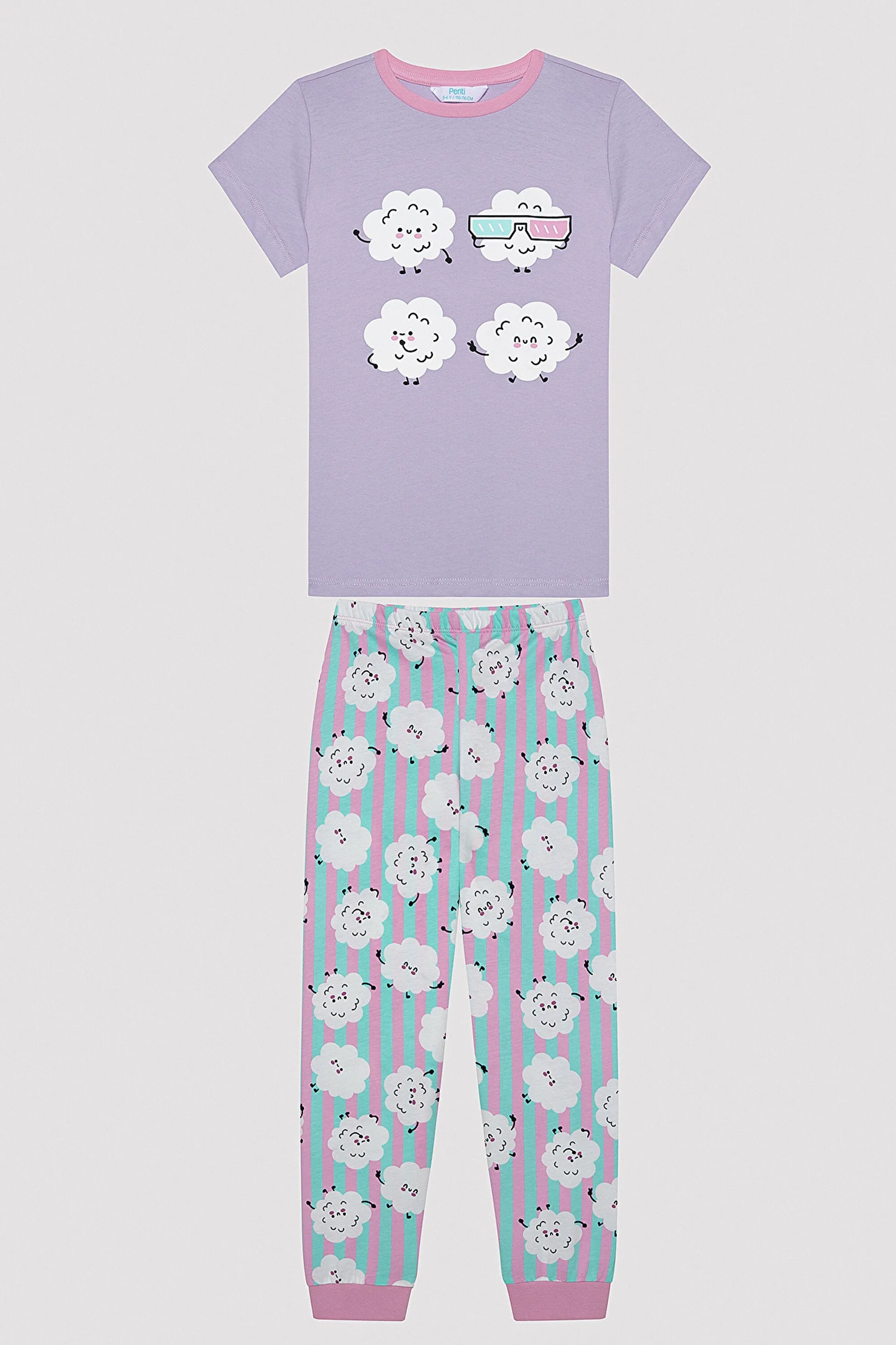 Girls Popcorn Multi-Colored 2-Piece Pajama Set