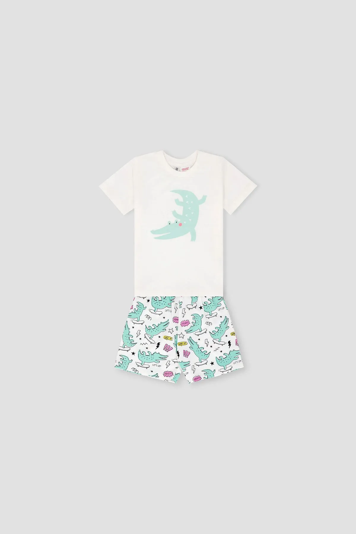 Graphic T-Shirt & Short Suit For Baby Boy - White