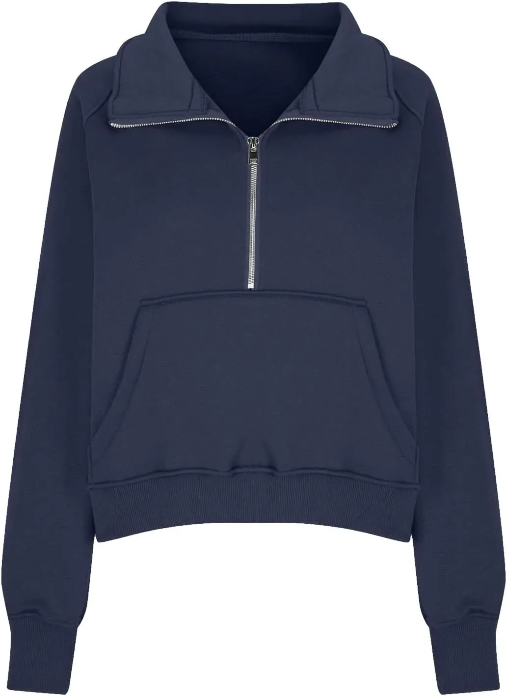 Half Zip Pullover Women Fall Fleece Oversized Sweatshirt Trendy 1/4 Zip Hoodie Y2k Cropped Sweater with Thumb Hole