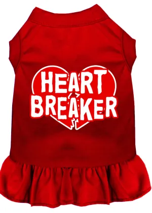 Heart Breaker Screen Print Dress Red Xs