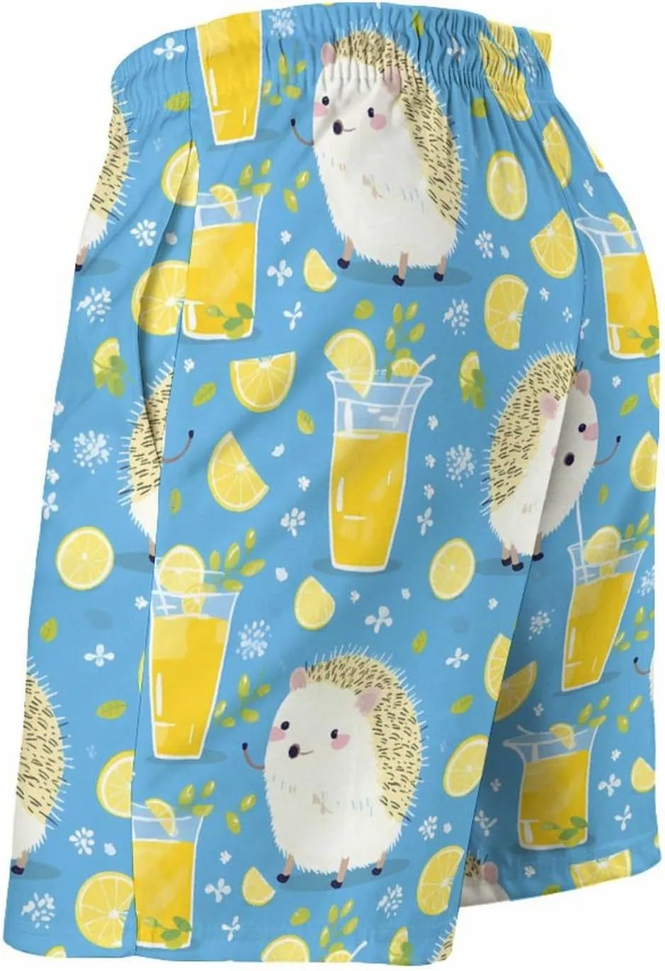 Hedgehogs Lemon Drinks Men's Swim Trunks Quick Dry Bathing Suit Swimming Board Shorts Beach Swimwear