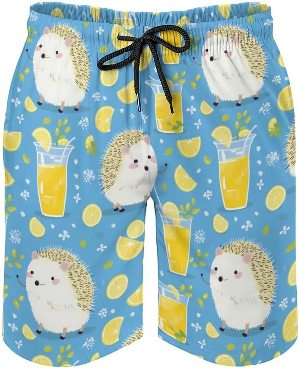 Hedgehogs Lemon Drinks Men's Swim Trunks Quick Dry Bathing Suit Swimming Board Shorts Beach Swimwear