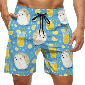 Hedgehogs Lemon Drinks Men's Swim Trunks Quick Dry Bathing Suit Swimming Board Shorts Beach Swimwear