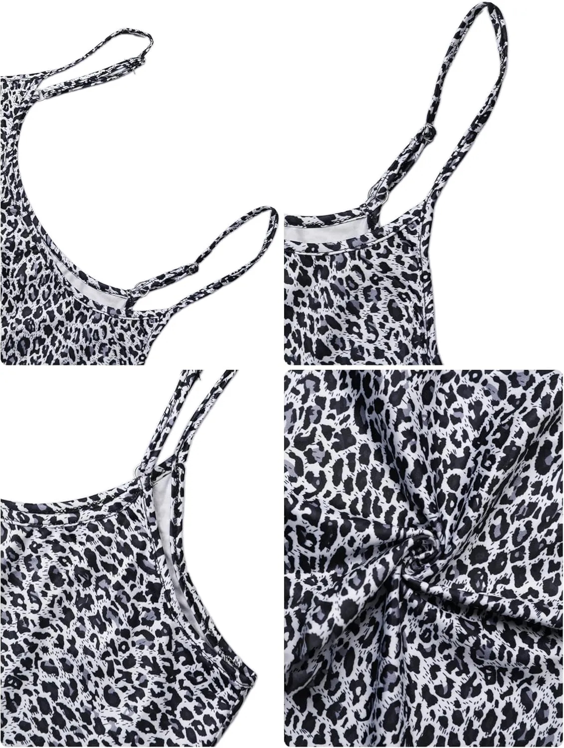 Hilinker Women's Sexy Leopard Print Cami Crop Tops Cheetah Spaghetti Strap Y2K Tank Top