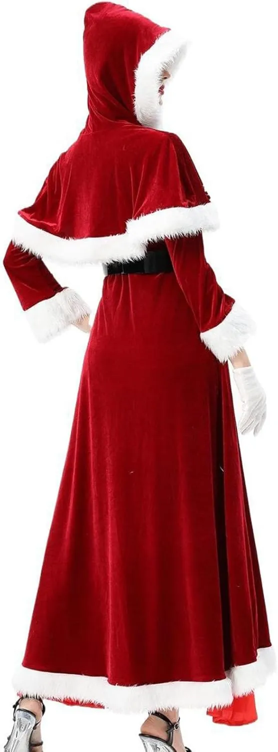 hlysgo Christmas Dresses for Women 2024 Winter Warm Fashion Long Sleeve Mini Dress Xmas A-Line Swing Fuzzy V Neck Cute Dress