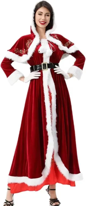 hlysgo Christmas Dresses for Women 2024 Winter Warm Fashion Long Sleeve Mini Dress Xmas A-Line Swing Fuzzy V Neck Cute Dress