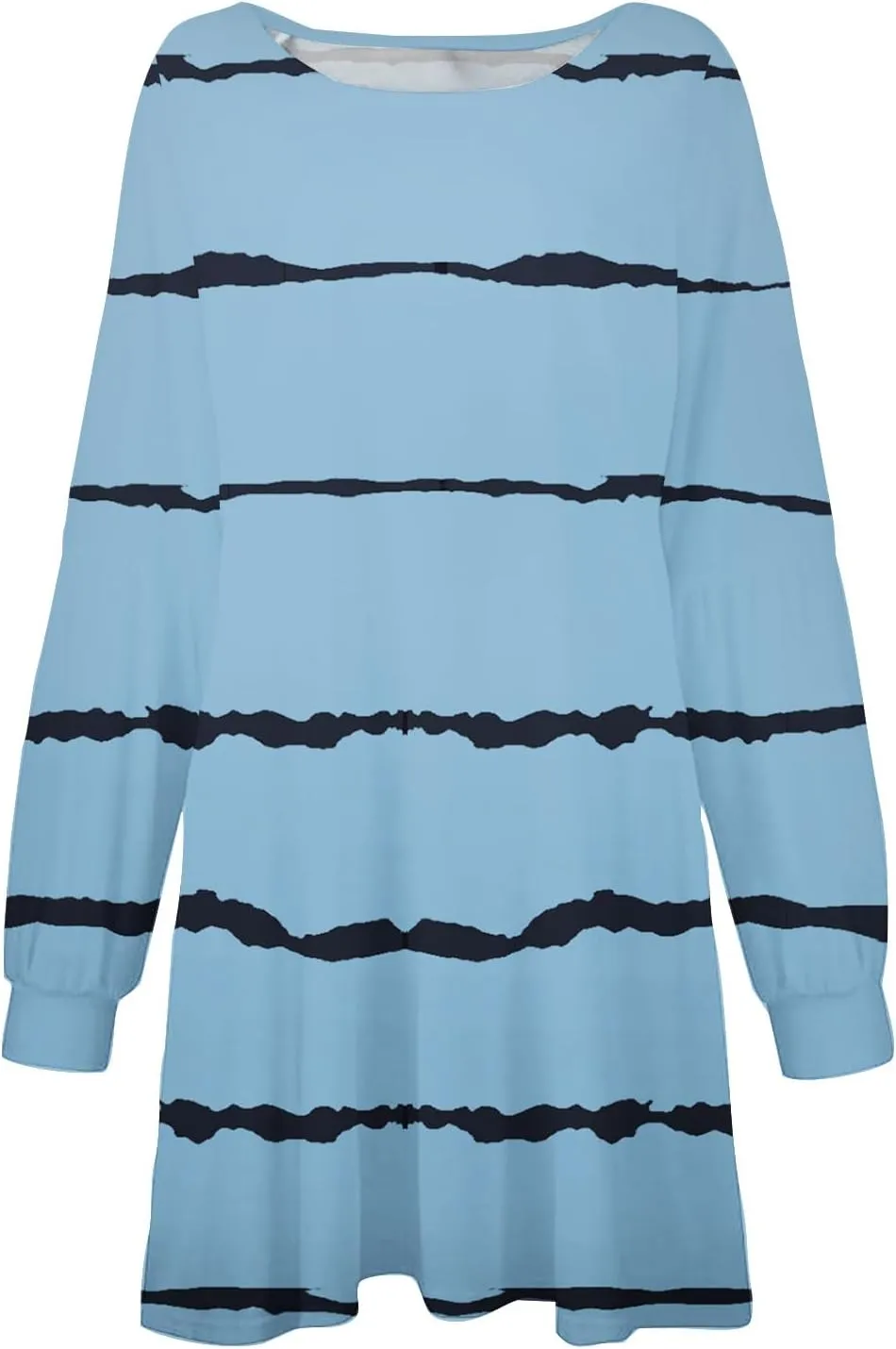 hlysgo Sweatshirt Dresses for Women 2024 Fall Casual Fleece Mini Dress Trendy Long Sleeve Striped Tunic Dress with Pockets