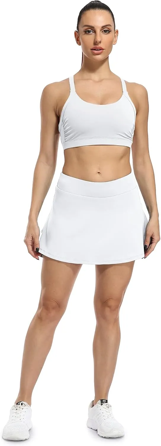 icyzone Athletic Tennis Skirts for Women with Pockets Shorts, High Waisted Gym Running Golf Skorts