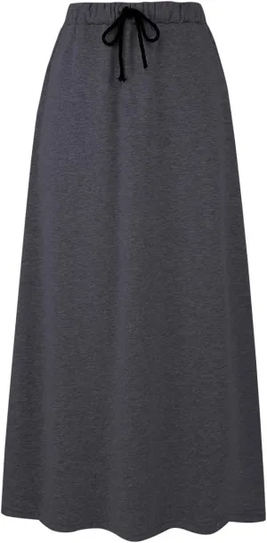 IDEALSANXUN Women's Fall Winter Fleece Lined Elastic Waist Long Skirts with Drawstring