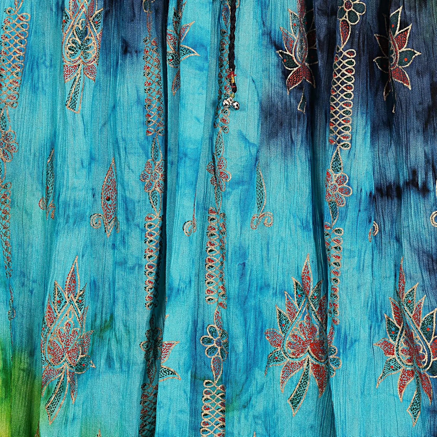 Indian Multi Tie Dye Yoga Trend Women's Sequined Crinkle Broomstick Gypsy Long Skirts