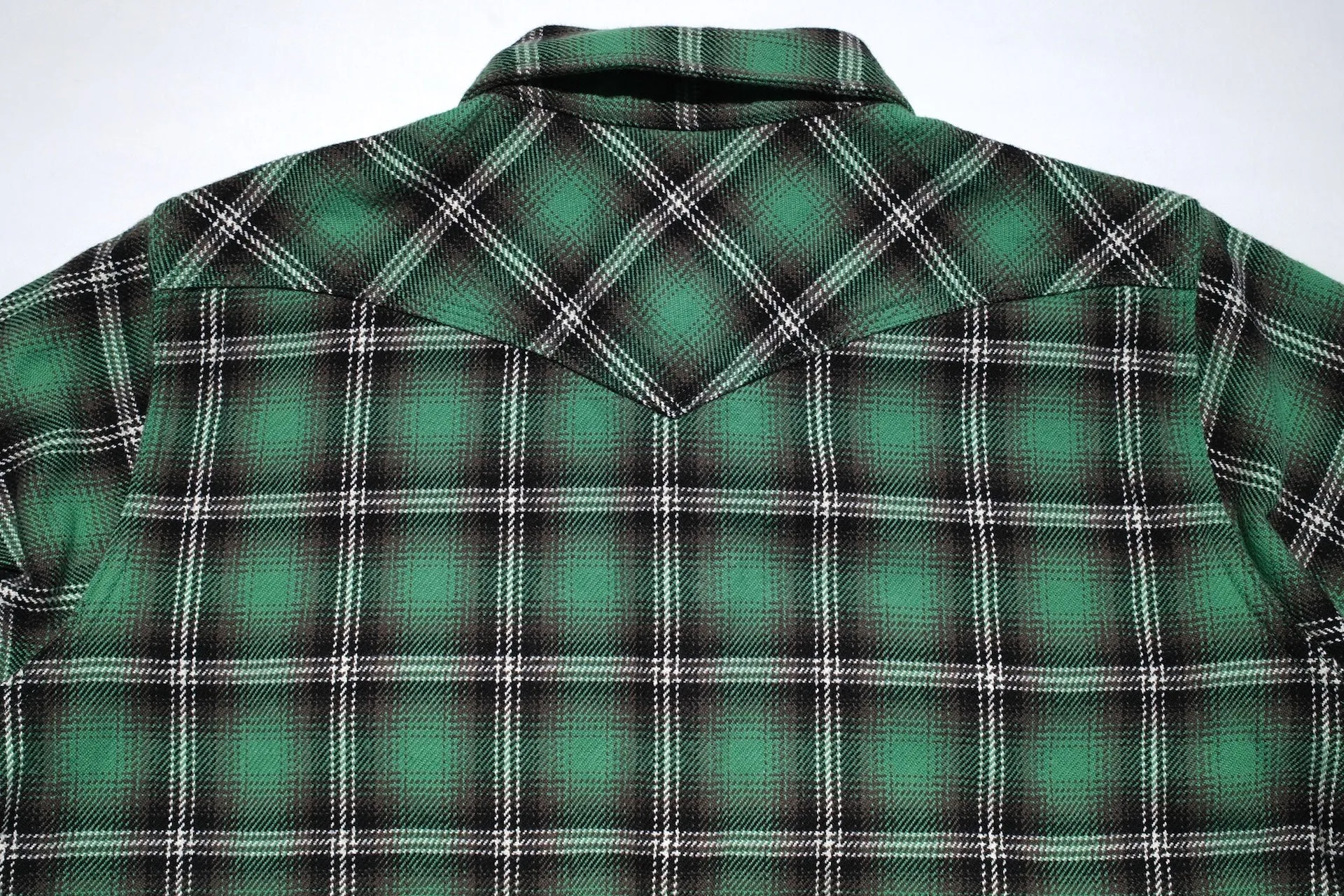 Iron Heart Ultra-Heavyweight Flannel Crazy Check Western Shirt (Grass Green)