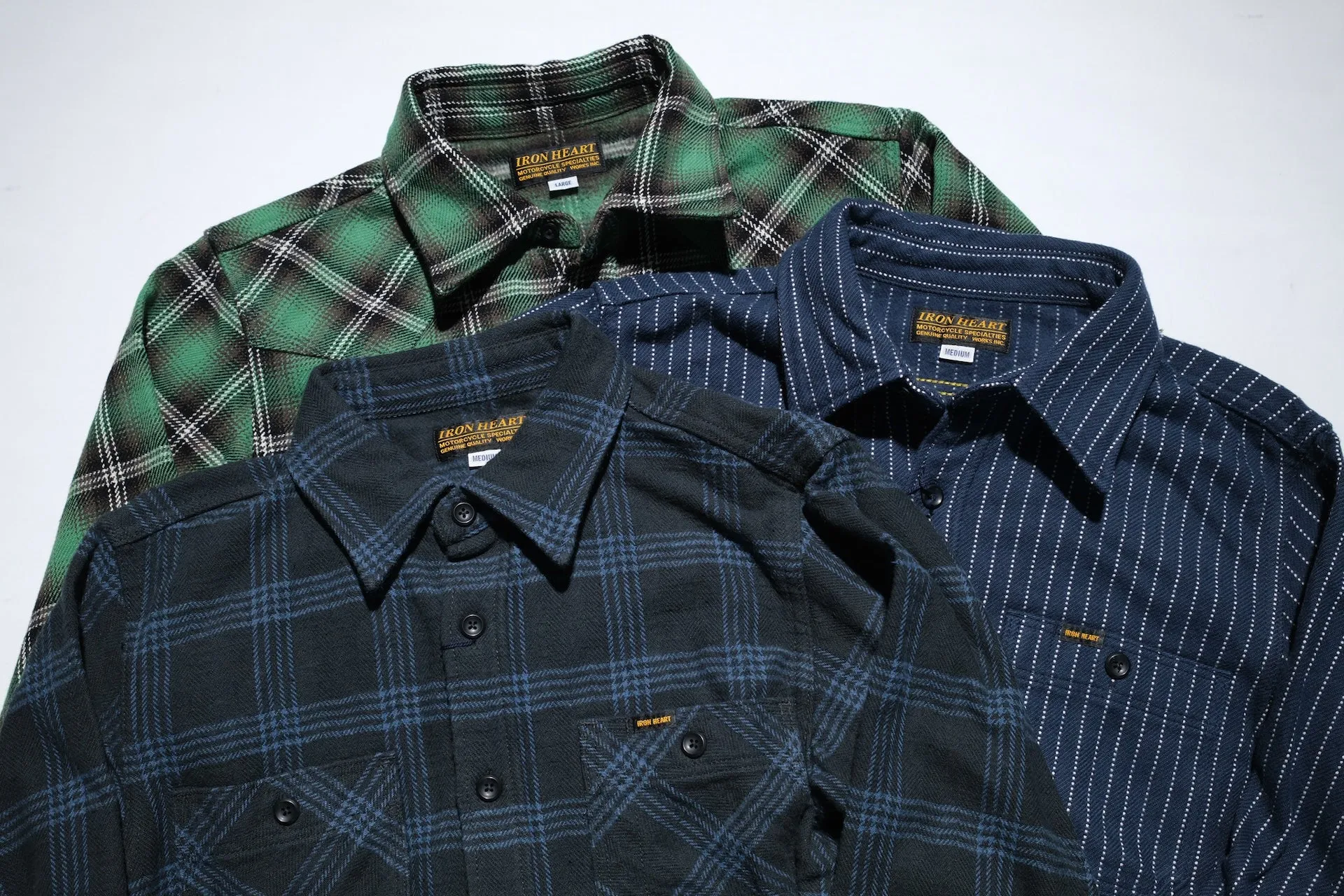 Iron Heart Ultra-Heavyweight Flannel Crazy Check Western Shirt (Grass Green)