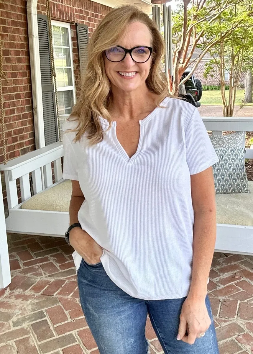Jacie Short Sleeve Top - Off White