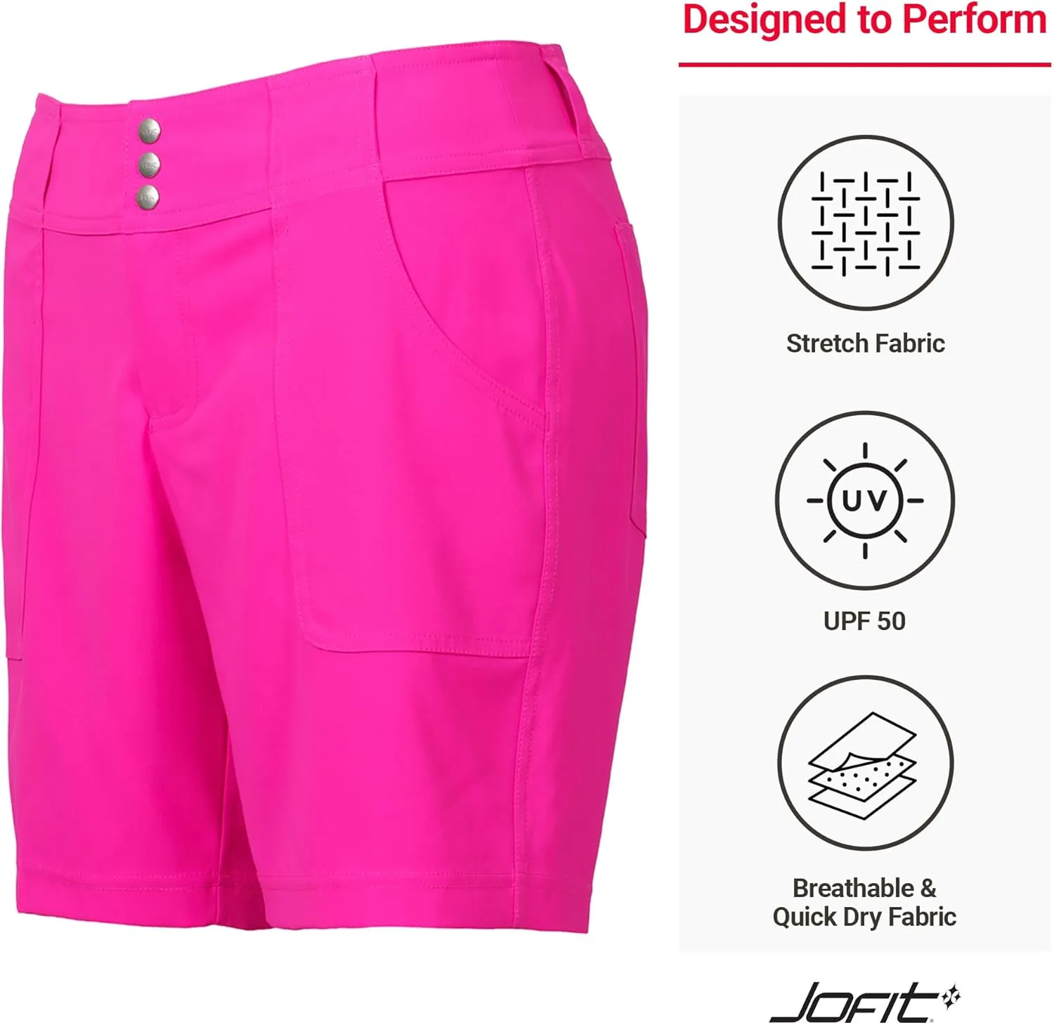 Jofit Apparel Golf Shorts Womens Athletic Clothing, Everyday Shorts for Casual or Sportswear