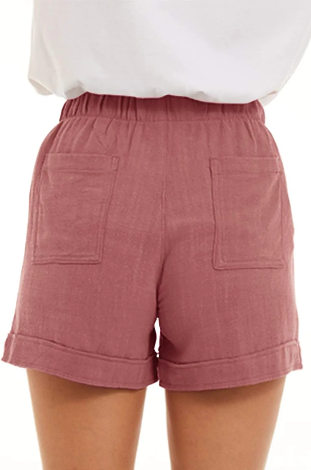 KINGFEN Women Casual Shorts Drawstring Comfy Elastic Waist Shorts Summer Pull On Short with Pockets(S-2XL)