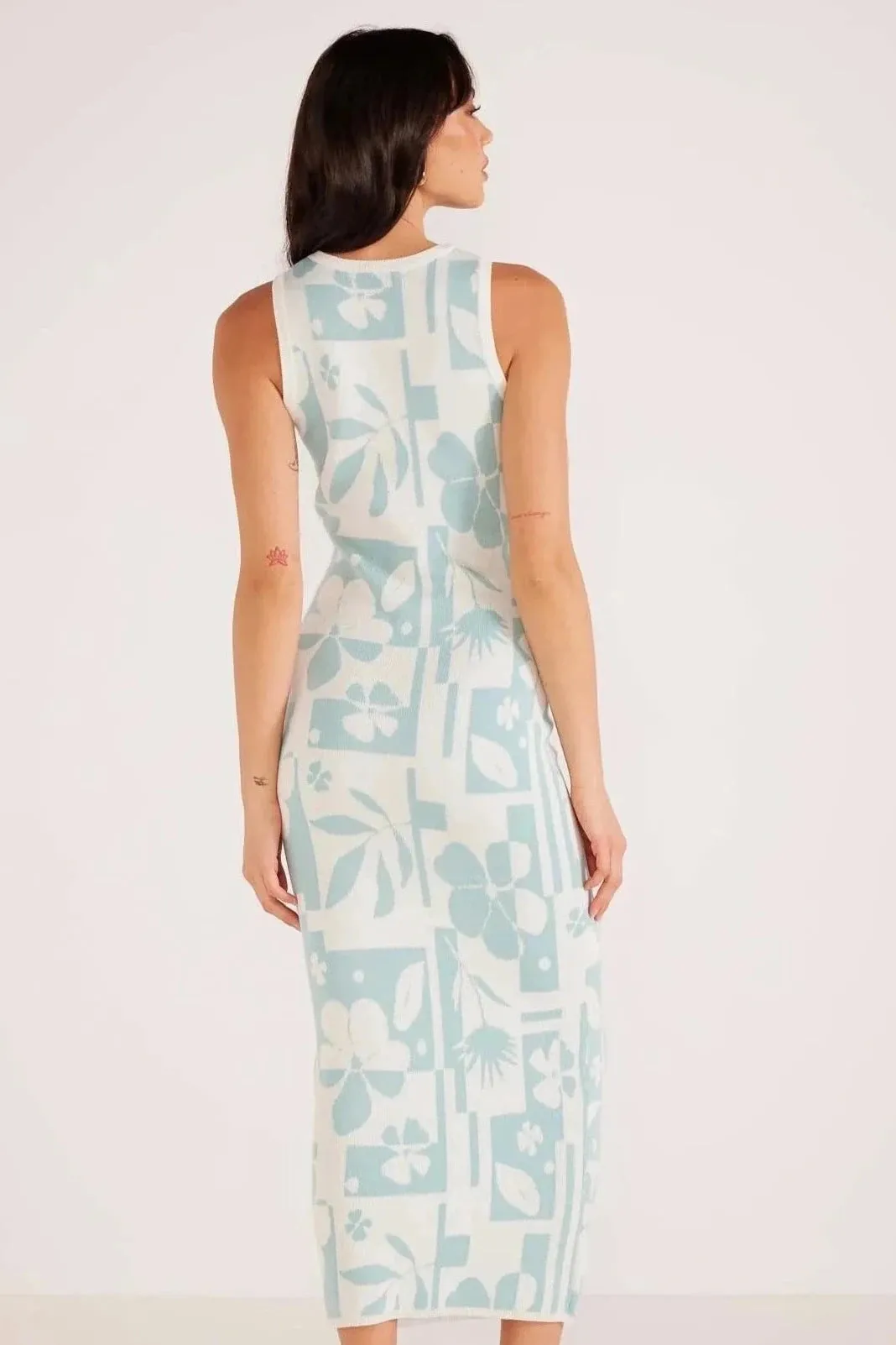 LACY INTARSIA KNIT MIDI DRESS