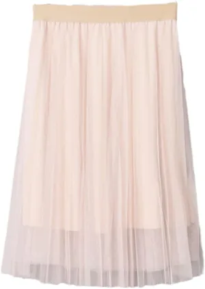 Ladies Vintage Summer Skirts, Womens Casual Elastic High Waist Skirts, Elegant Sexy Midi Pleated Mesh Tutu Skirt