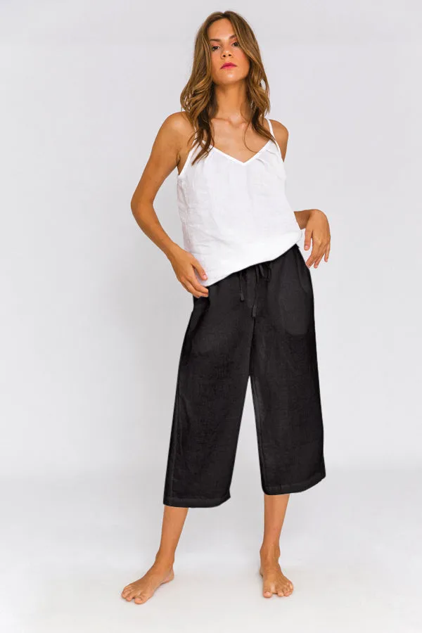 Linen Bermuda shorts for women jet-black - Carla