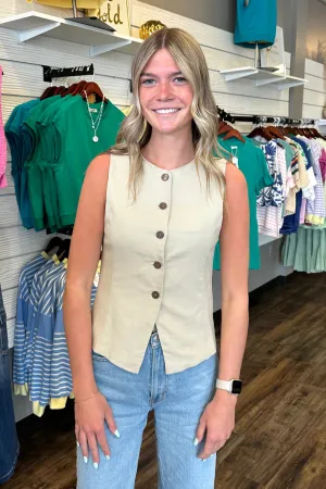 Linen Button Vest