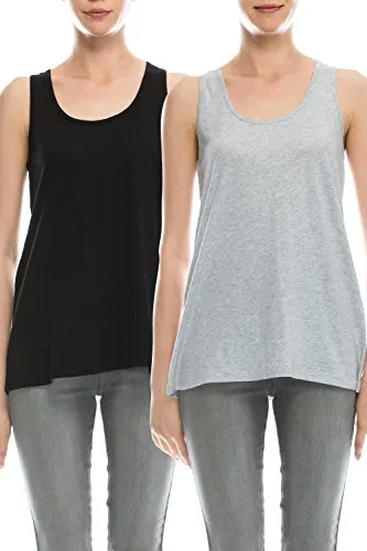 Loose Fit tank tops for women plus size Black/Gray XXL