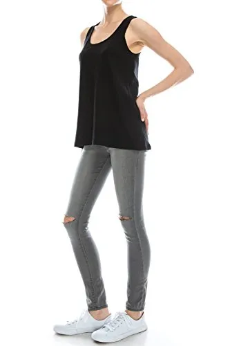 Loose Fit tank tops for women plus size Black/Gray XXL