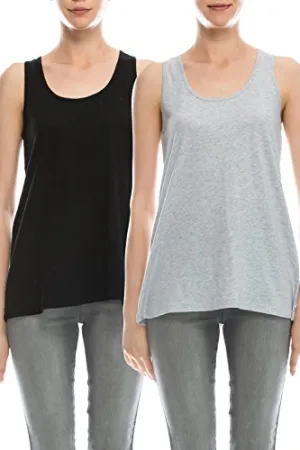 Loose Fit tank tops for women plus size Black/Gray XXL