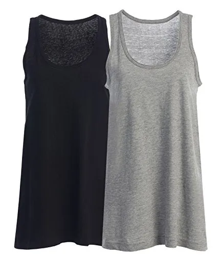 Loose Fit tank tops for women plus size Black/Gray XXL