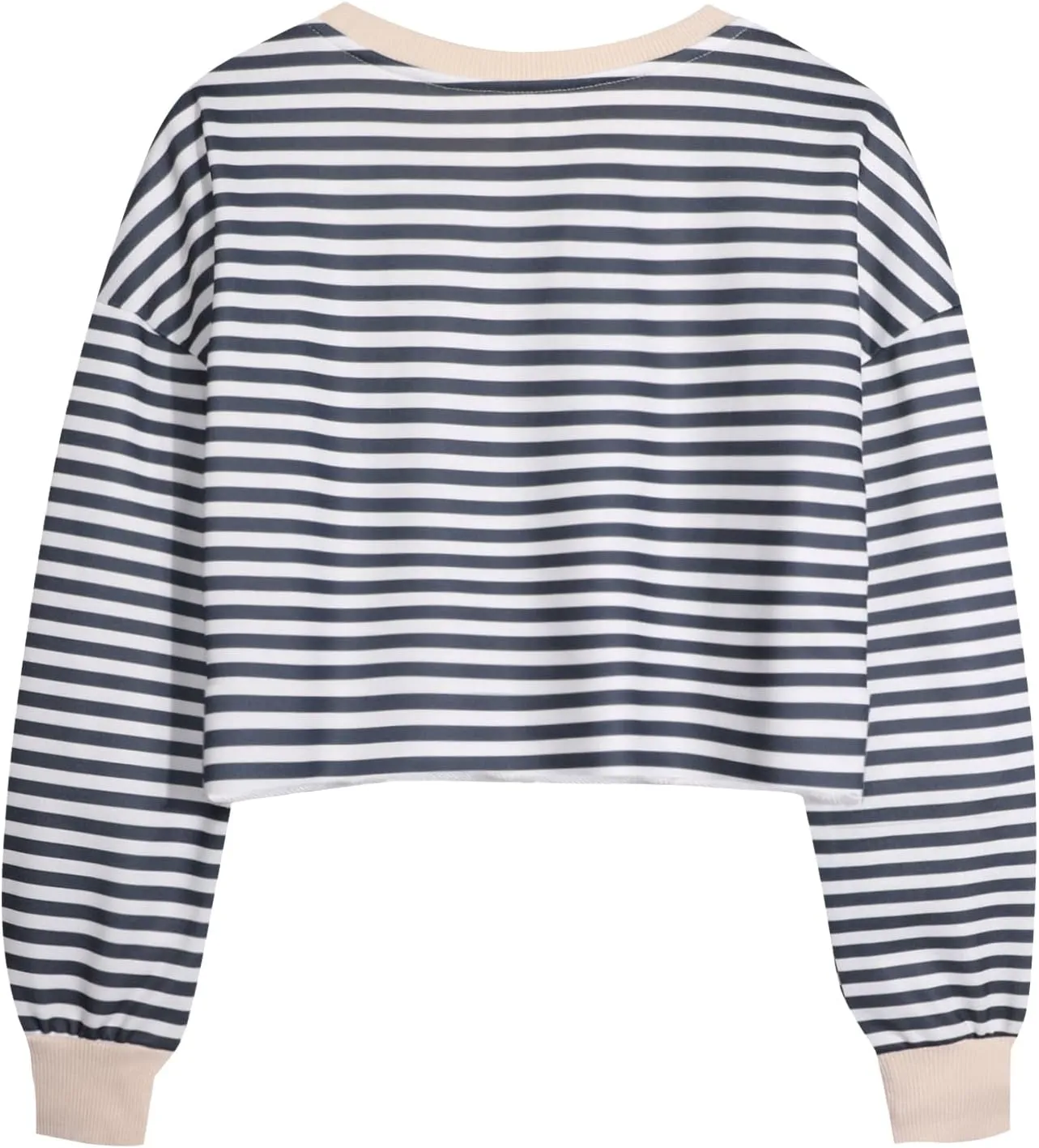 LovelyWholesale Women Graphic Crewneck Sweatshirts Casual Long Sleeve Cropped Tops