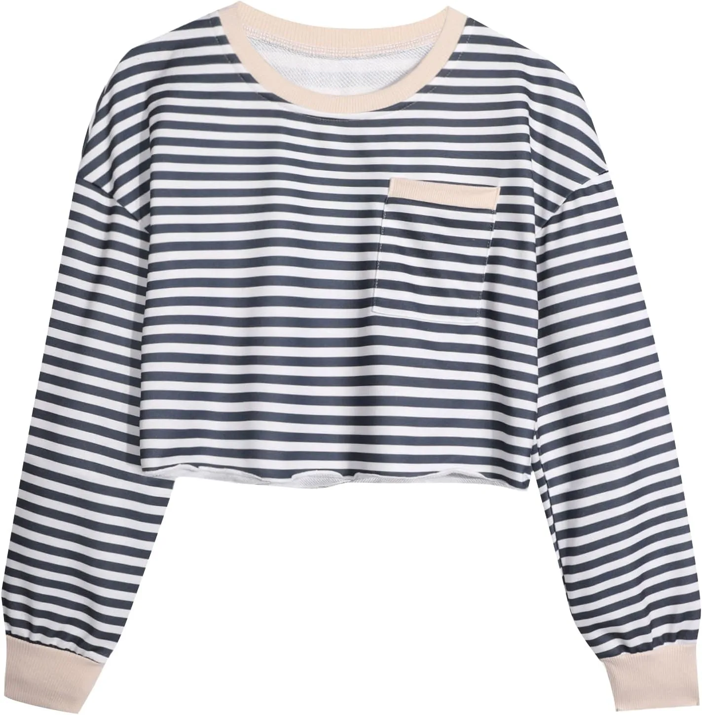 LovelyWholesale Women Graphic Crewneck Sweatshirts Casual Long Sleeve Cropped Tops