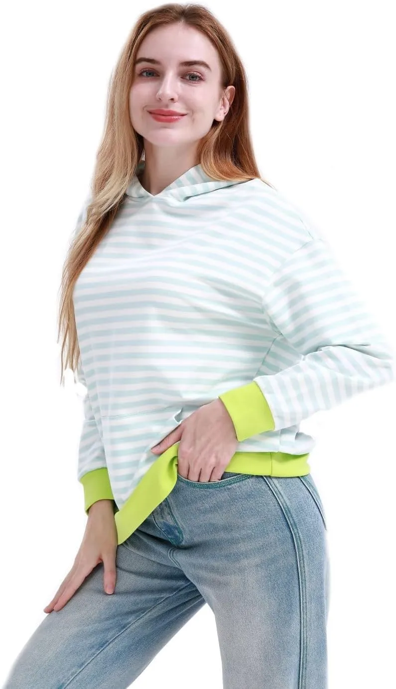 MAGICMK Womens Oversized Sweatshirt Long Sleeve Striped Crewneck Hoodies Shirts Trend Preppy Fall Women pullover tops