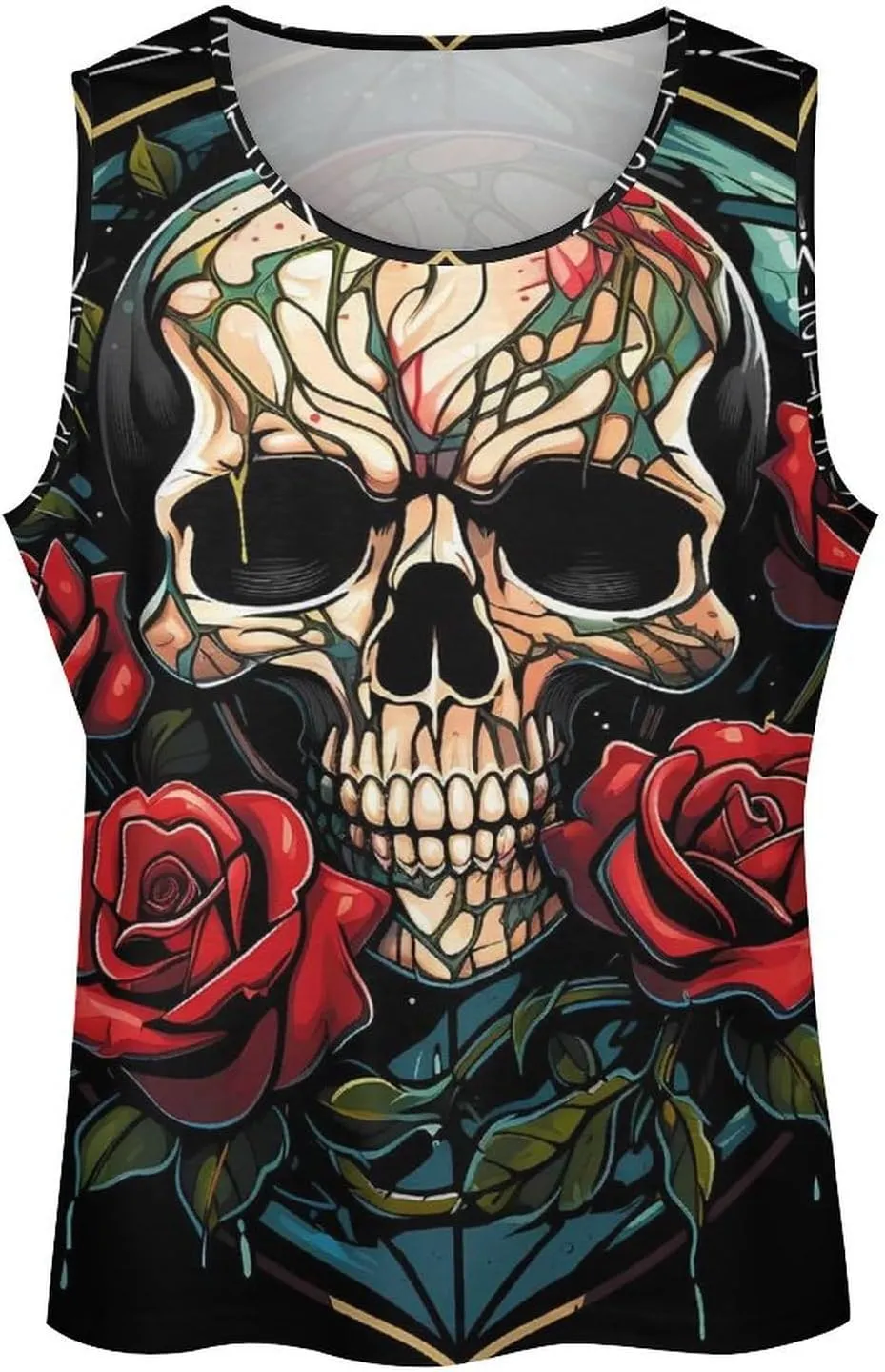 MARSVOVO Mens Tank Top Skull Muscle Summer Casual Stylish Tank Western Shirts for Men Summer Beach Quick Dry Gym Vest