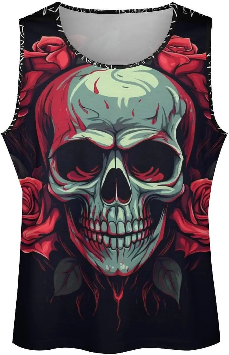 MARSVOVO Mens Tank Top Skull Muscle Summer Casual Stylish Tank Western Shirts for Men Summer Beach Quick Dry Gym Vest