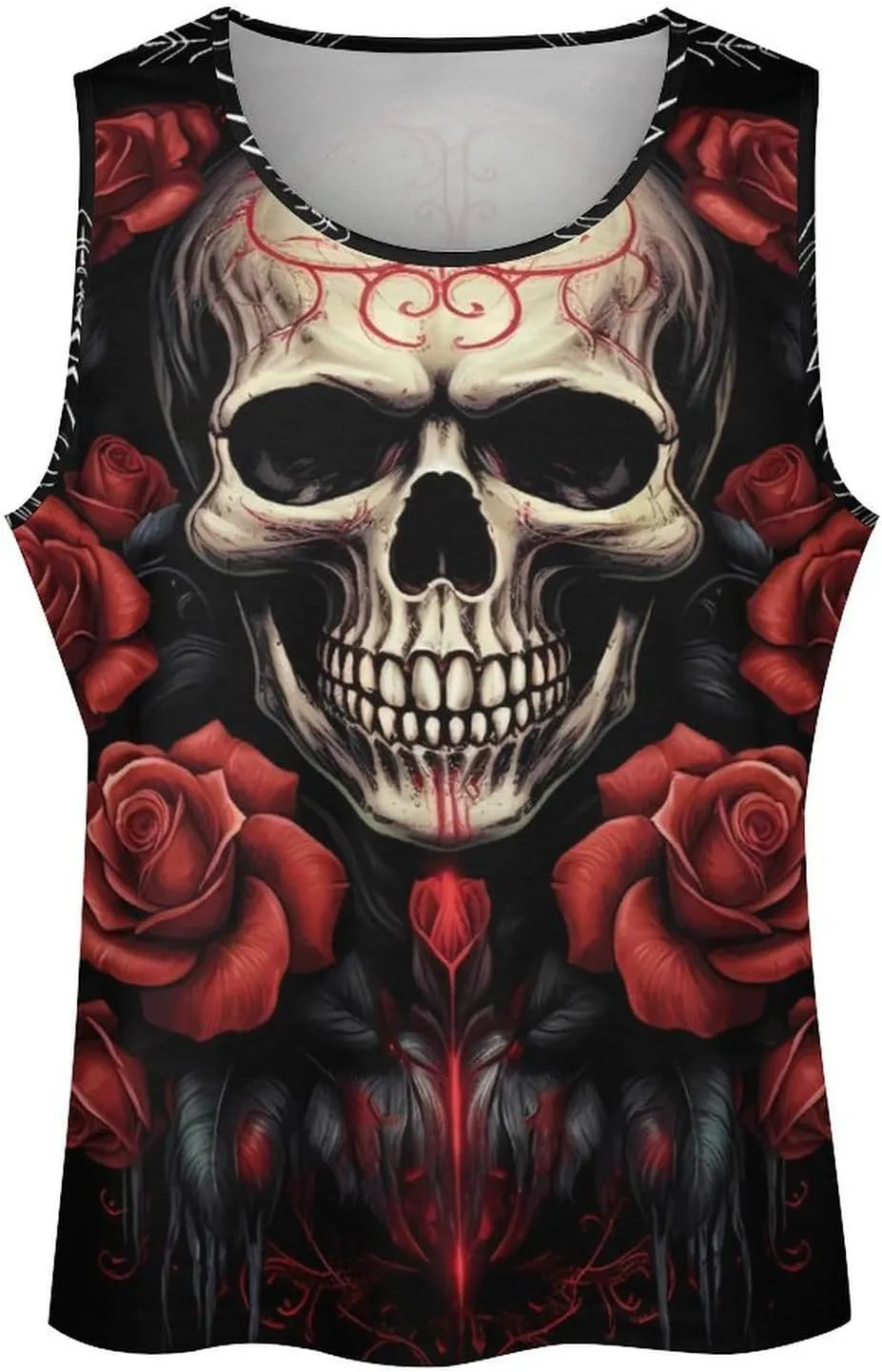 MARSVOVO Mens Tank Top Skull Muscle Summer Casual Stylish Tank Western Shirts for Men Summer Beach Quick Dry Gym Vest
