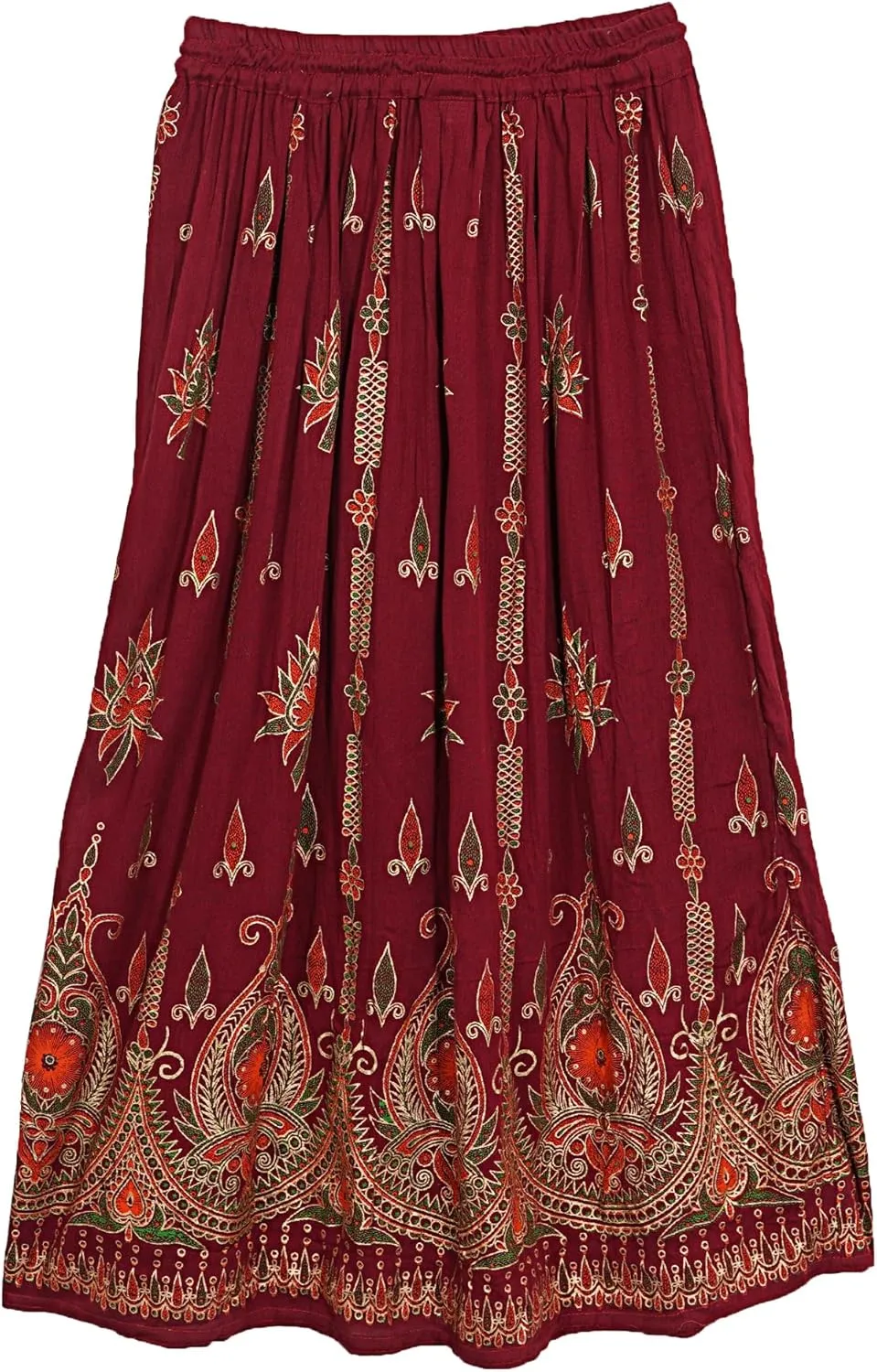 Marubhumi Indian Tie Dye Yoga Trend Women's Sequined Crinkle Broomstick Gypsy Long Skirt