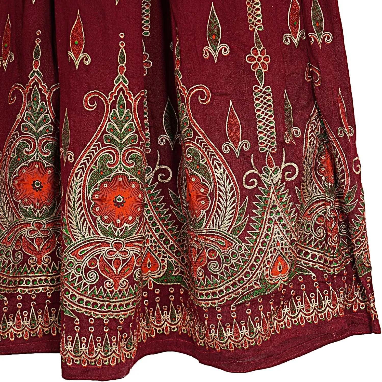 Marubhumi Indian Tie Dye Yoga Trend Women's Sequined Crinkle Broomstick Gypsy Long Skirt