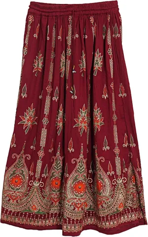 Marubhumi Indian Tie Dye Yoga Trend Women's Sequined Crinkle Broomstick Gypsy Long Skirt