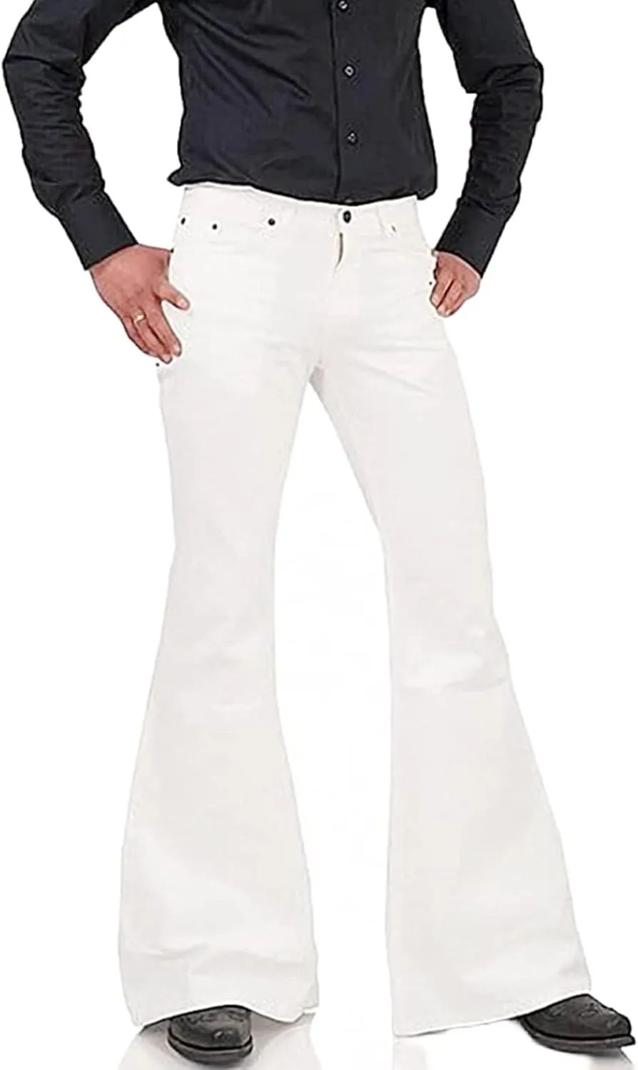 Men's Casual Retro Party 60s 70s Flares Stretch Fit Classic Trend Flares Disco Jeans