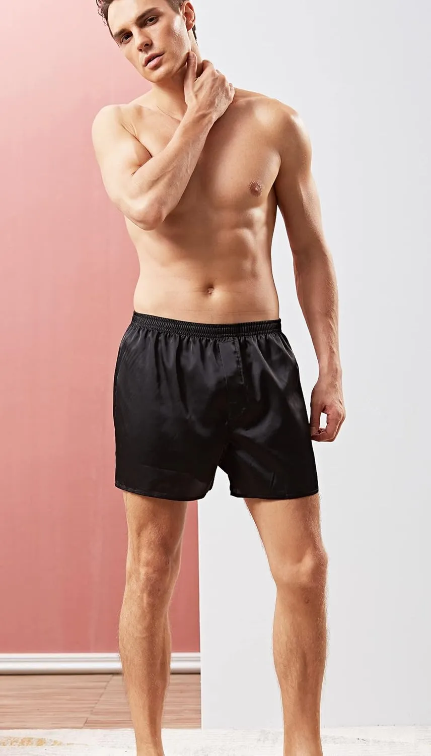 Mens Satin Boxer Shorts Silk Pajama Bottom Lounge Sleep Shorts for Men