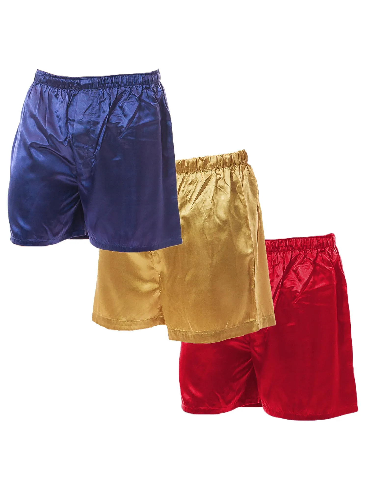Men's Shorts / Boxers, Satin, 3-Piece Multicolor Combo Pack (MCS01-A)