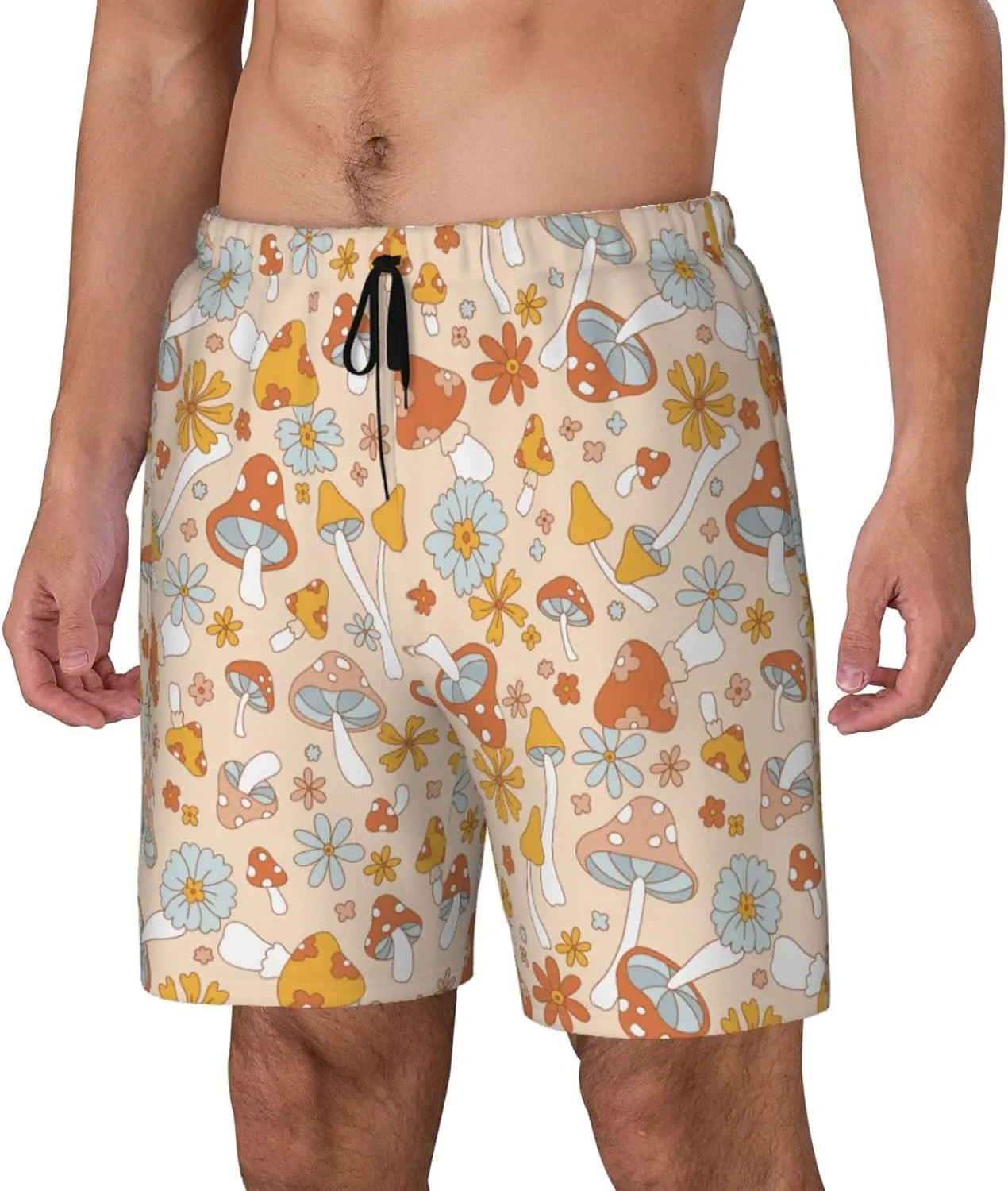 Mens Swim Trunks with Compression Liner Quick Dry Bathing Suit Stretch Swimwear Music Notes Board Shorts Beach Shorts