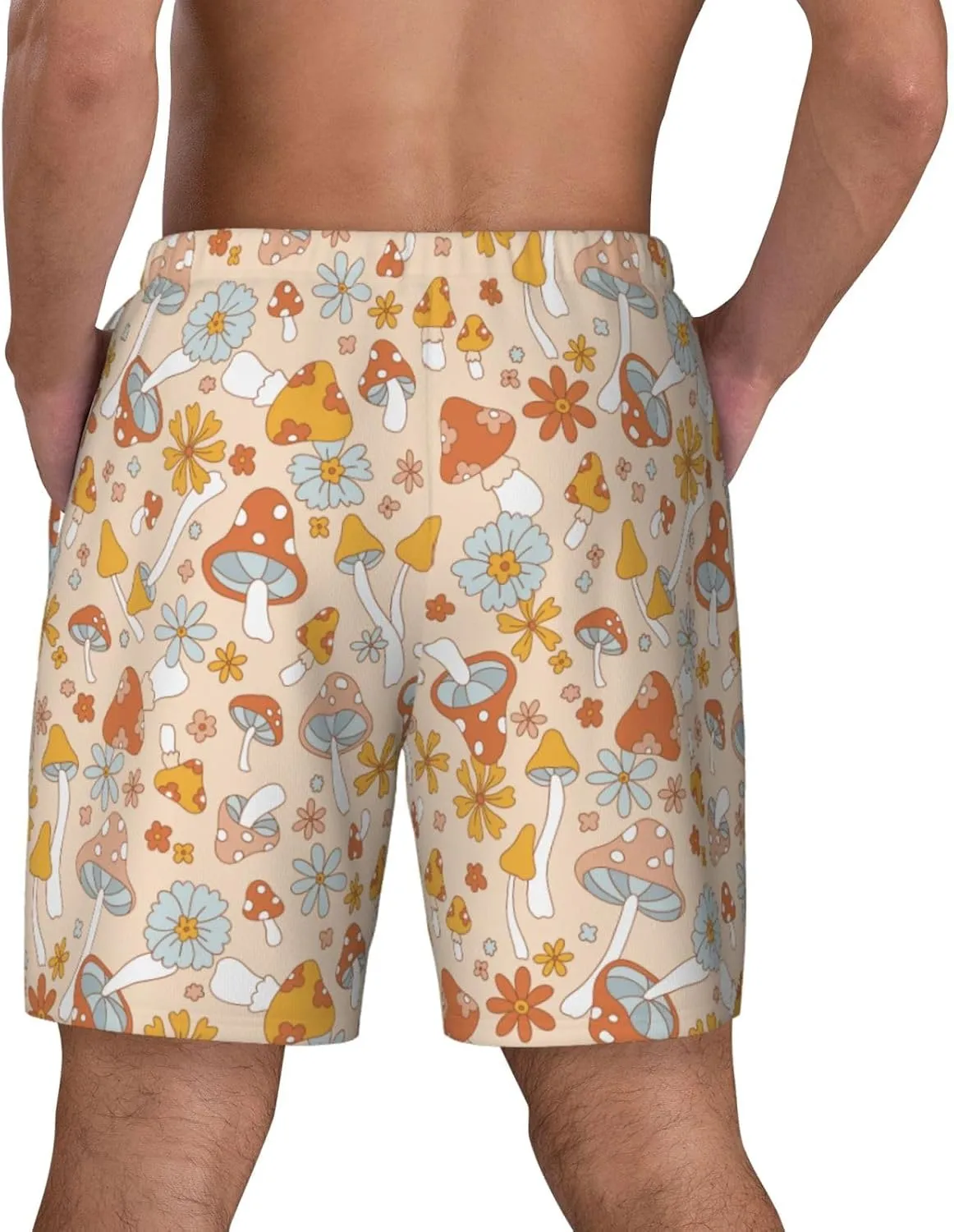 Mens Swim Trunks with Compression Liner Quick Dry Bathing Suit Stretch Swimwear Music Notes Board Shorts Beach Shorts