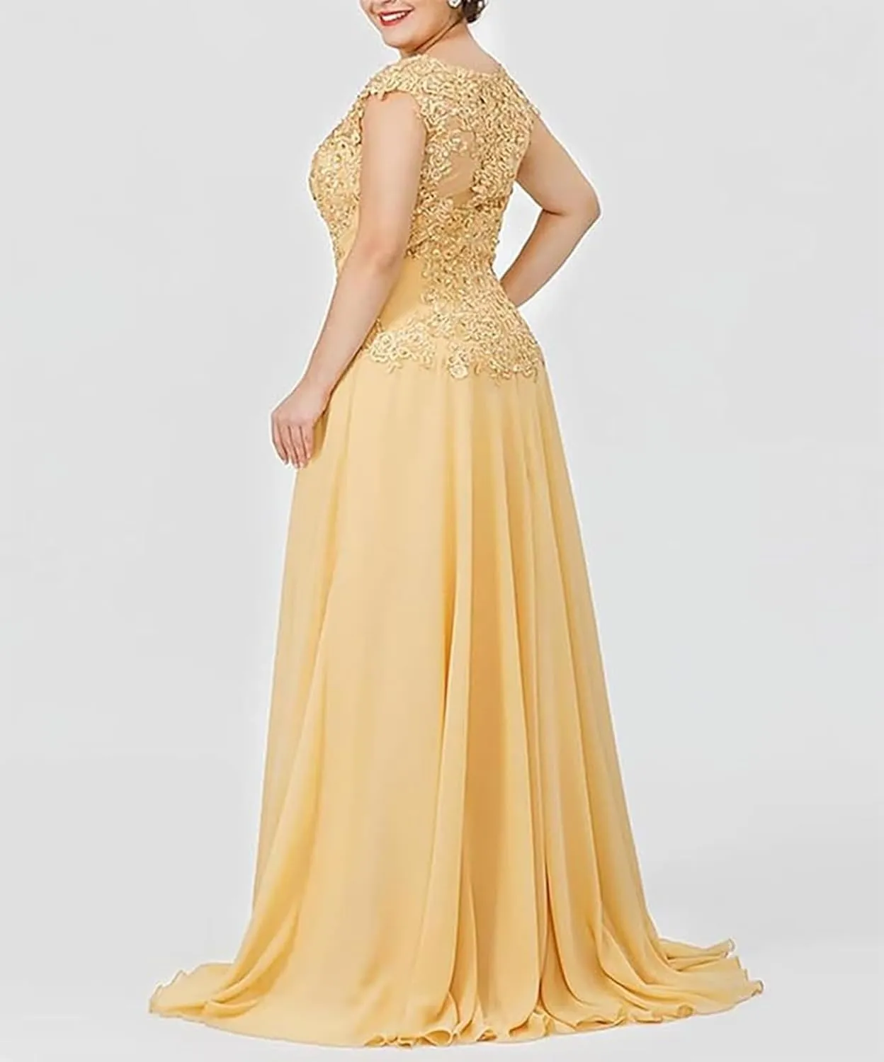 Mother of The Bride Dresses Plus Size - Appliqued Chiffon Formal Wedding Guest Dresses